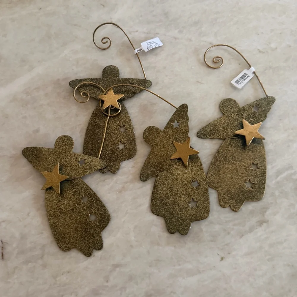 Pier 1 Imports Gold Angel Ornaments Set x4